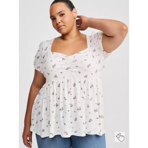 NWT Torrid Womens Cottagecore Ditsy Floral Sweetheart Babydoll Top Plus Size 4X